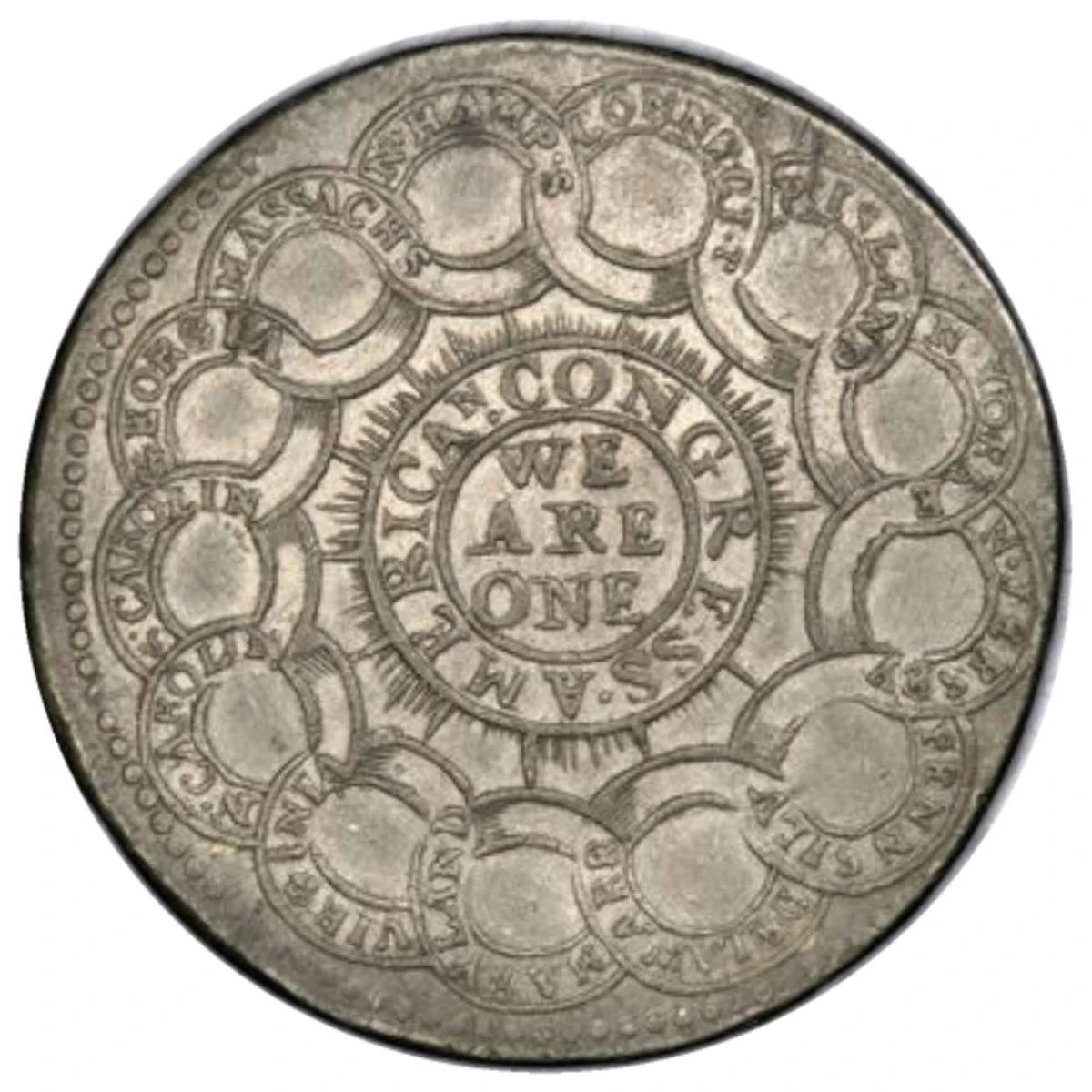 1776-1783-Continental-Dollar--Newman-1-C---W-8445---Rarity-3---Curency---Pewter